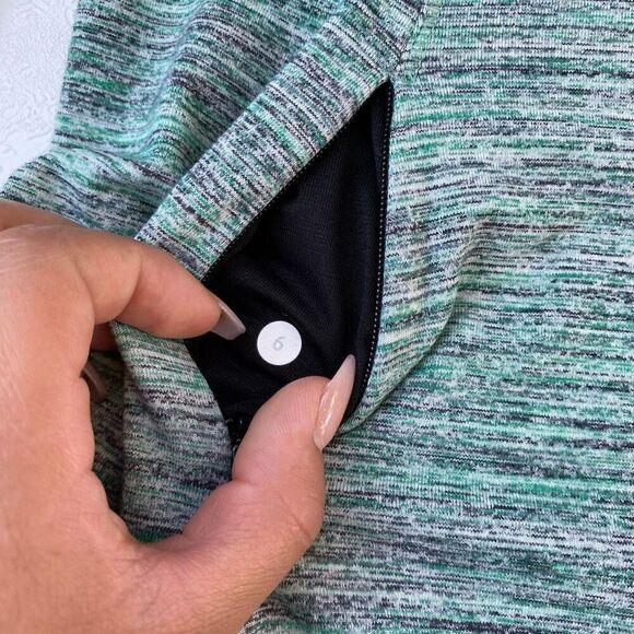 Lululemon Swiftly Tech Long Sleeve Green Heather Size 6 Thumbholes Running Top - Picture 3 of 5